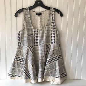 Anthropologie RD + Koko Geometric BoHo Peplum Sleeveless Top